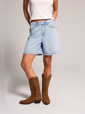 Rewash Light Blue A Line High-Rise Bermuda Denim Shorts